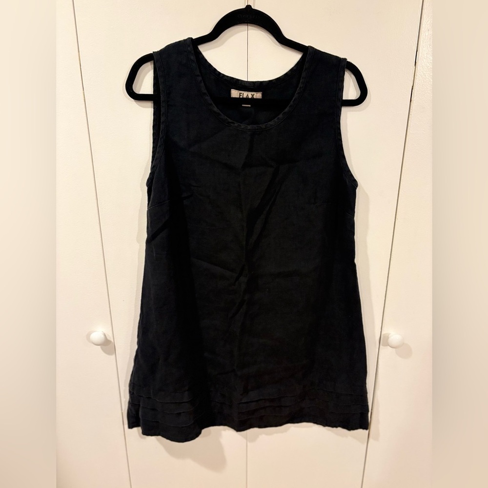 Flax Tucks Tunic Black 100% Linen